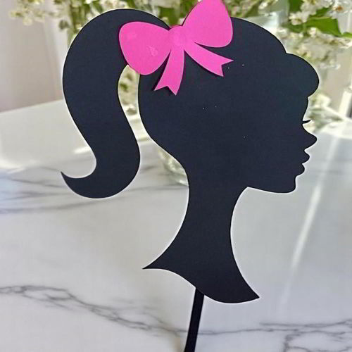 طرح پایه هد چوبی برش لیزری باربی سیلوئت ویترین مو کمان - laser cut wooden head stand barbie silhouette showcase hair bows ve - برای دستگاه CNC چوب و لیزر (سی ان سی)