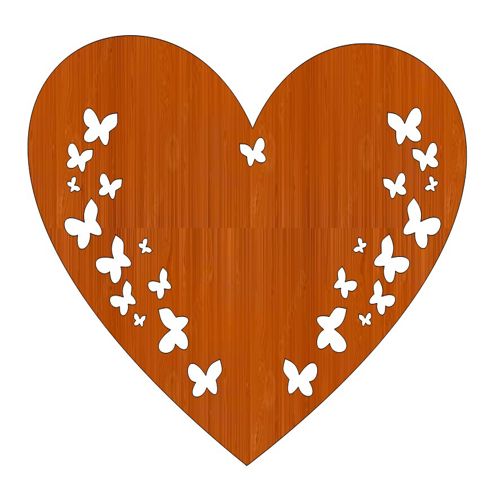 طرح پروانه‌های چوبی برش خورده شده با لیزر - laser cut wooden heart shaped butterflies cutout ve - برای دستگاه CNC چوب و لیزر (سی ان سی)