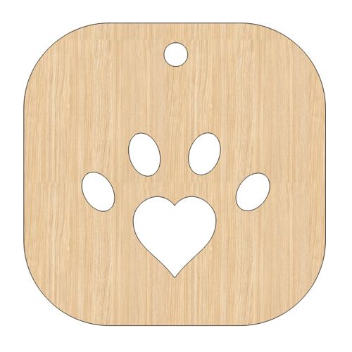 طرح برش لیزری چوبی به شکل قلب سگ پنجه - laser cut wooden heart shaped dog paw ve - برای دستگاه CNC چوب و لیزر (سی ان سی)