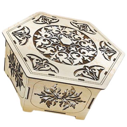 طرح جعبه کادو چوبی شش ضلعی برش لیزری جعبه جواهرات جعبه عروسی - laser cut wooden hexagonal gift box jewelry box wedding box ve - برای دستگاه CNC چوب و لیزر (سی ان سی)