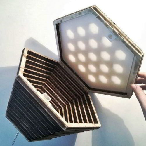 طرح لامپ ال‌ای‌دی برش لیزری چوبی لانه زنبوری روکش - laser cut wooden honeycomb led lamp ve - برای دستگاه CNC چوب و لیزر (سی ان سی)