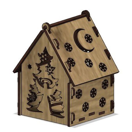 طرح خانه چوبی برش لیزری - laser cut wooden house ve - برای دستگاه CNC چوب و لیزر (سی ان سی)