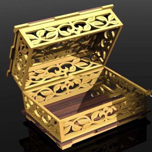 طرح جعبه جواهرات چوبی برش لیزری جعبه هدیه عروسی - laser cut wooden jewelry box wedding gift box ve - برای دستگاه CNC چوب و لیزر (سی ان سی)