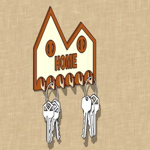 طرح جاکلیدی چوبی برش لیزری برای جاکلیدی دیواری میلی‌متری - laser cut wooden key holder for wall key organizer 3mm ve - برای دستگاه CNC چوب و لیزر (سی ان سی)