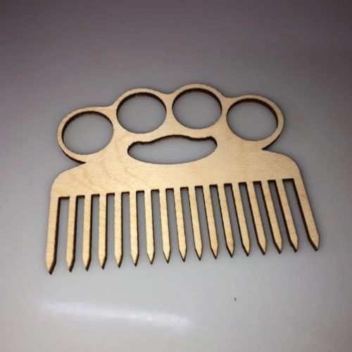 طرح بند انگشت‌های چوبی برش لیزری ریش، شانه دندانه پهن، شانه شانه - laser cut wooden knuckles beard comb wide tooth comb ve - برای دستگاه CNC چوب و لیزر (سی ان سی)