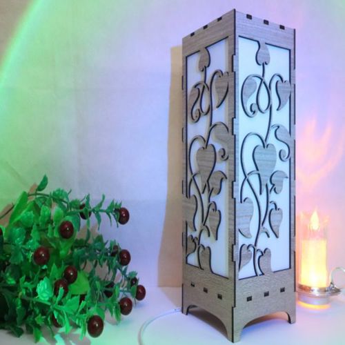 طرح آباژور چوبی برش لیزری طرح گلدار میلی‌متری قاب - laser cut wooden lampshade floral pattern 3mm ve - برای دستگاه CNC چوب و لیزر (سی ان سی)