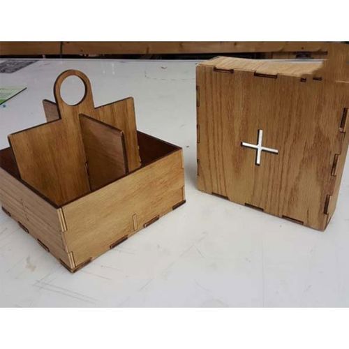 طرح جعبه نگهدارنده شیشه برش خورده چوبی با لیزر هزینه - laser cut wooden mason jar carrier box organizer - برای دستگاه CNC چوب و لیزر (سی ان سی)