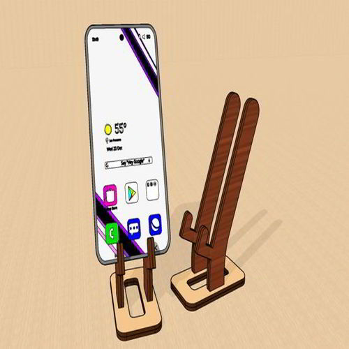 طرح پایه موبایل چوبی برش لیزری - laser cut wooden mobile stand1 - برای دستگاه CNC چوب و لیزر (سی ان سی)