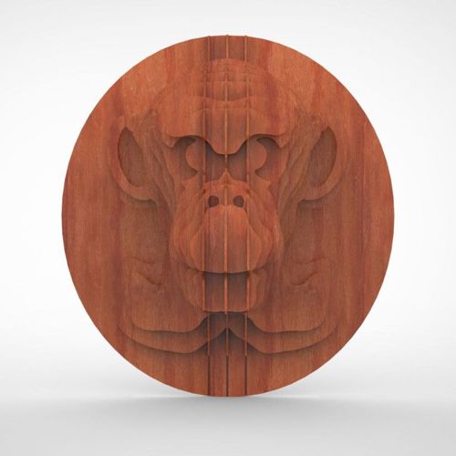 طرح میمون‌های چوبی برش خورده با لیزر سر - laser cut wooden monkeys head ve - برای دستگاه CNC چوب و لیزر (سی ان سی)