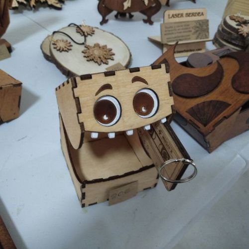 طرح جعبه هیولا چوبی برش لیزری فایل - laser cut wooden monster box - برای دستگاه CNC چوب و لیزر (سی ان سی)