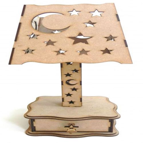 طرح چراغ چوبی برش لیزری ماه و ستاره چراغ - laser cut wooden moon and stars lamp ve - برای دستگاه CNC چوب و لیزر (سی ان سی)