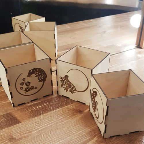 طرح جعبه‌های چوبی برش خورده با لیزر حکاکی - laser cut wooden mouse engraved boxes ve - برای دستگاه CNC چوب و لیزر (سی ان سی)