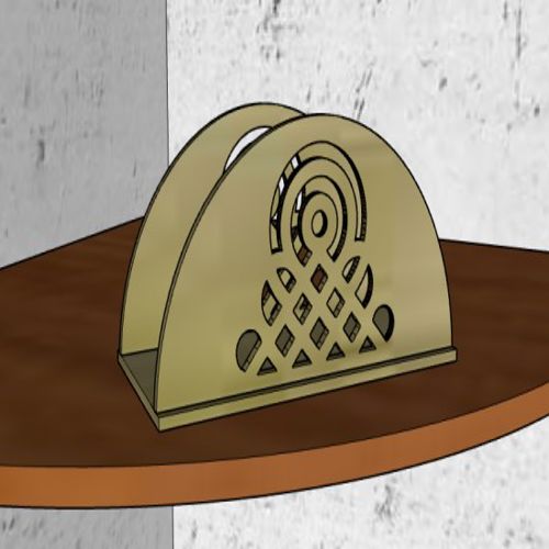 طرح جای دستمال چوبی برش خورده با لیزر یا جای نامه - laser cut wooden napkin holder or letter holder ve - برای دستگاه CNC چوب و لیزر (سی ان سی)