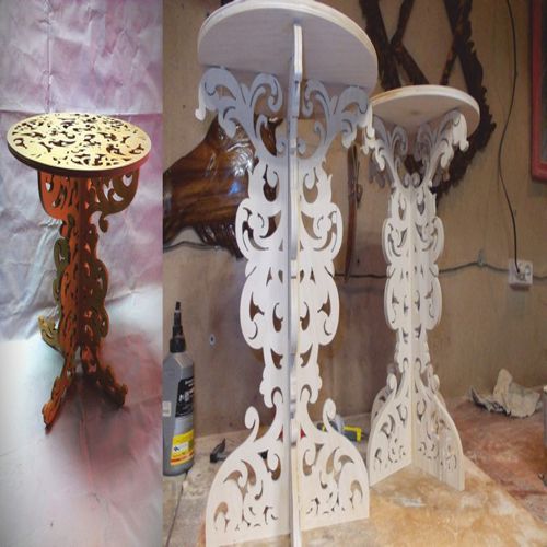 طرح میز چوبی باز برش لیزری طرح - laser cut wooden openwork table - برای دستگاه CNC چوب و لیزر (سی ان سی)