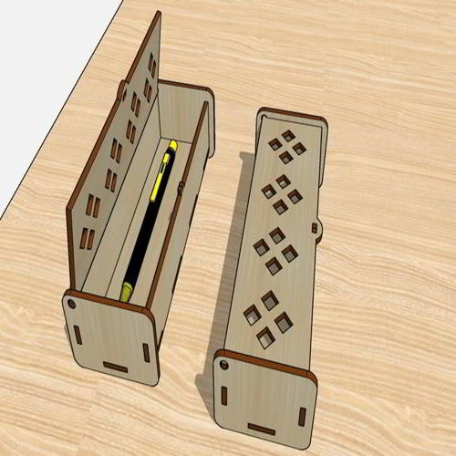 طرح جعبه خودکار چوبی برش لیزری جا مداد جعبه مدرسه برای بچه‌ها میلی‌متر - laser cut wooden pen box pencil holder school box for kids 3mm - برای دستگاه CNC چوب و لیزر (سی ان سی)
