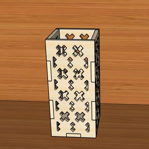 طرح خودکار چوبی برش خورده با لیزر جعبه مداد نگهدارنده میز سازماندهنده میلیمتر - laser cut wooden pen pencil holder box desk organizer 4mm - برای دستگاه CNC چوب و لیزر (سی ان سی)