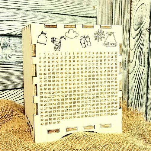 طرح قلک چوبی برش لیزری قلک روزه پس‌انداز طرح جعبه - laser cut wooden piggy bank 365 days save money plan box ve - برای دستگاه CNC چوب و لیزر (سی ان سی)