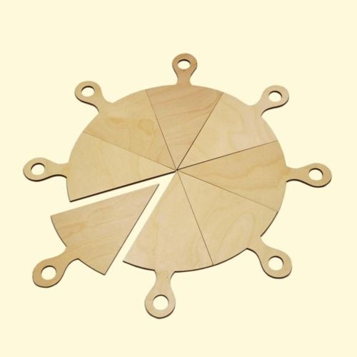 طرح بشقاب سرو پیتزای چوبی برش لیزری - laser cut wooden pizza serving plate ve - برای دستگاه CNC چوب و لیزر (سی ان سی)