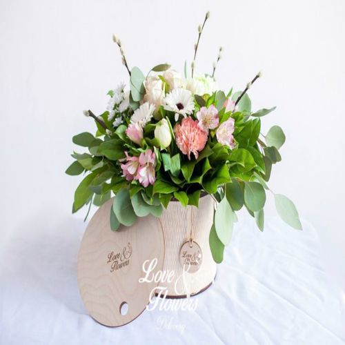 طرح جعبه گل چوبی گرد برش لیزری با درب میلی‌متری قاب - laser cut wooden round flower box with lid 4mm ve - برای دستگاه CNC چوب و لیزر (سی ان سی)