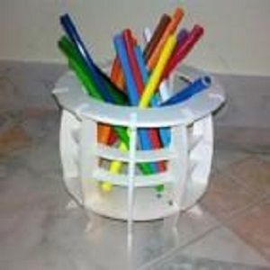 طرح جا مدادی گرد چوبی برش لیزری قاب - laser cut wooden round pencil holder ve - برای دستگاه CNC چوب و لیزر (سی ان سی)