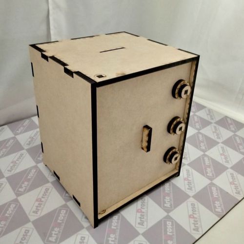 طرح گاوصندوق چوبی برش لیزری 6 میلی‌متری ام‌دی‌اف پوشش - laser cut wooden safe box 6mm mdf ve jpeg - برای دستگاه CNC چوب و لیزر (سی ان سی)