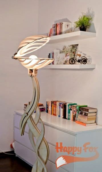طرح چراغ رومیزی چوبی با صدف دریایی قابل تنظیم با برش لیزری قاب - laser cut wooden seashell adjustable floor lamp ve - برای دستگاه CNC چوب و لیزر (سی ان سی)