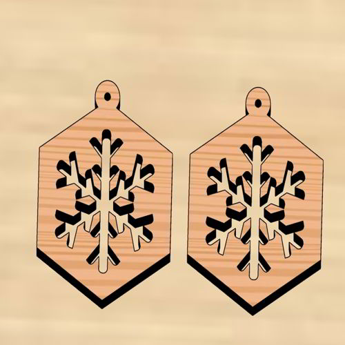طرح گوشواره‌های دانه برف چوبی برش لیزری تزئینات کریسمس میلی‌متر - laser cut wooden snowflakes earrings christmas decoration 3mm ve - برای دستگاه CNC چوب و لیزر (سی ان سی)
