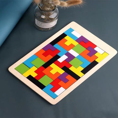 طرح پازل چوبی تتریس برش لیزری - laser cut wooden tetris puzzle ve - برای دستگاه CNC چوب و لیزر (سی ان سی)