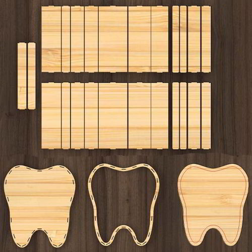 طرح جعبه چوبی دندان شکل برش لیزری - laser cut wooden tooth shaped box - برای دستگاه CNC چوب و لیزر (سی ان سی)