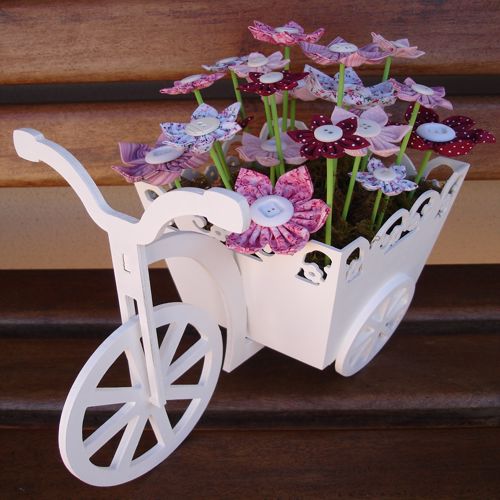 طرح سبد گل سه چرخه چوبی برش لیزری - laser cut wooden tricycle flower basket ve - برای دستگاه CNC چوب و لیزر (سی ان سی)