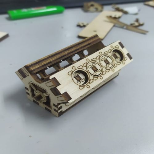 طرح برش لیزری چوبی v8 engine - laser cut wooden v8 engine ve - برای دستگاه CNC چوب و لیزر (سی ان سی)