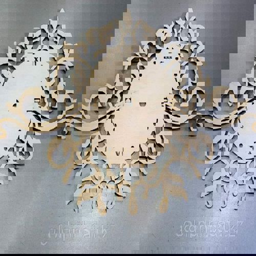طرح ساعت دیواری چوبی برش لیزری طرح دار قاب - laser cut wooden wallart clock ve - برای دستگاه CNC چوب و لیزر (سی ان سی)