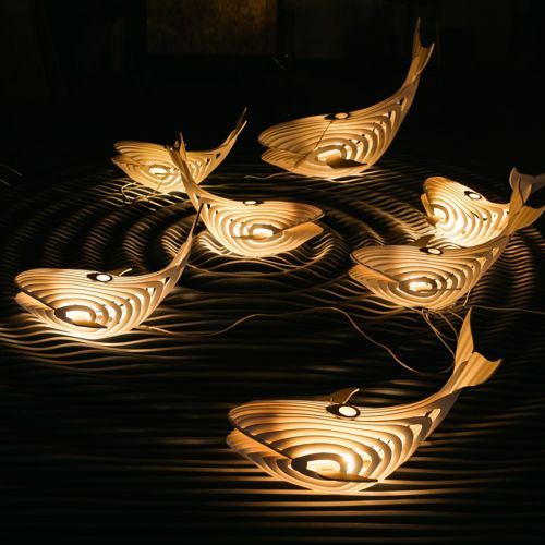 طرح لامپ نهنگ چوبی برش لیزری میلی متری قالب - laser cut wooden whale lamp 4mm template ve - برای دستگاه CNC چوب و لیزر (سی ان سی)