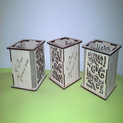 طرح برش لیزری چوبی خودکار جای گیره - laser cut wood pen holder - برای دستگاه CNC چوب و لیزر (سی ان سی)