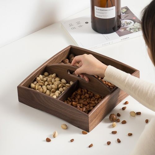 طرح laser-cut-wood-tray-with-handle-snacks-dry-fruit-box-candy-dish-creative-tray-fruit-plate