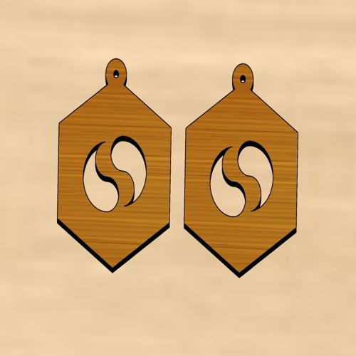 طرح گوشواره‌های طرح یین یانگ با برش لیزری گوشواره‌های شیک و سنتی - laser cut yin yang design earrings stylish traditional earrings - برای دستگاه CNC چوب و لیزر (سی ان سی)