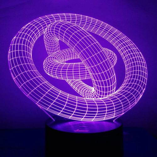 طرح حلقه شب حلقه ای حکاکی لیزری سه بعدی چراغ شب LED توهم لامپ - laser engraved 3d ring night light led illusion lamp ve - برای دستگاه CNC چوب و لیزر (سی ان سی)