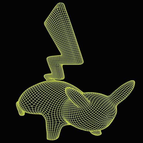 طرح حکاکی لیزری سه بعدی توهم اکریلیک پیکاچو لامپ - laser engraving 3d illusion acrylic pikachu lamp ve - برای دستگاه CNC چوب و لیزر (سی ان سی)