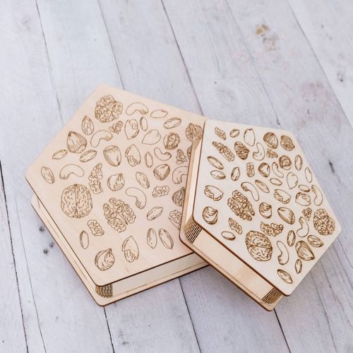 طرح حکاکی لیزری برای جعبه کادویی چوبی آجیل - laser engraving for nuts wooden gift box ve - برای دستگاه CNC چوب و لیزر (سی ان سی)