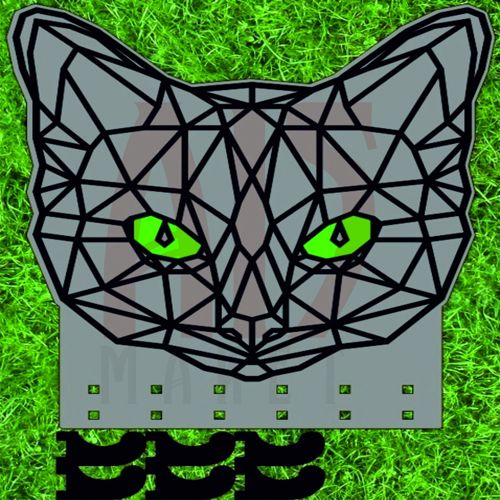 طرح نقاشی گربه خانه دار برای برش لیزری - layout of housekeeper cat drawing for laser cut ve - برای دستگاه CNC چوب و لیزر (سی ان سی)