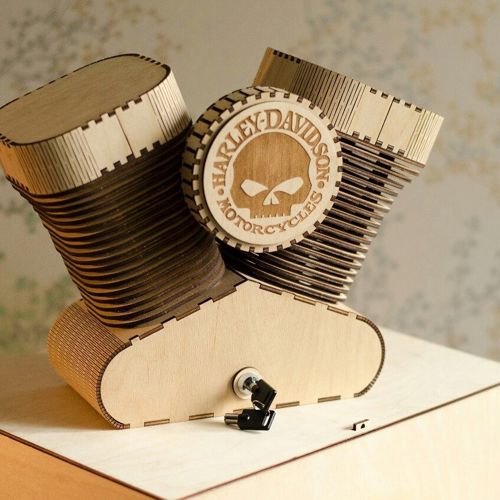 طرح چراغ رومیزی برای طرفداران هارلی دیویدسون - layout of the table lamp for fans of harley davidson - برای دستگاه CNC چوب و لیزر (سی ان سی)