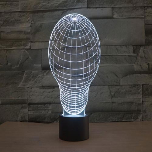 طرح لامپ لامپ سه بعدی led توهم چراغ شب الگو - light bulb 3d led illusion night light lamp template ve - برای دستگاه CNC چوب و لیزر (سی ان سی)