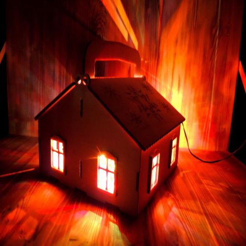 طرح خانه روستایی چوبی روشنایی برای برش لیزری - lightening wooden village house for laser cut ve - برای دستگاه CNC چوب و لیزر (سی ان سی)