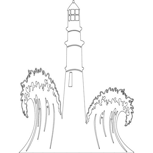 طرح فانوس دریایی با امواج منظره - lighthouse with waves scenery - برای دستگاه CNC چوب و لیزر (سی ان سی)