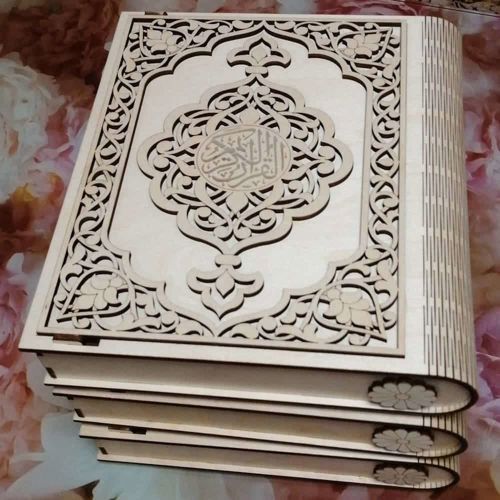 طرح جعبه جلد کتاب قرآن چوبی لولا زندگی لیزری - living hinge wooden quran book cover box laser cut ve - برای دستگاه CNC چوب و لیزر (سی ان سی)