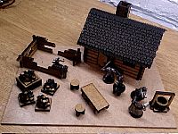 طرح کلبه چوبی با توفال کوبی طرح برش لیزری قالب - log cabin with shingles laser cut design template jpeg - برای دستگاه CNC چوب و لیزر (سی ان سی)