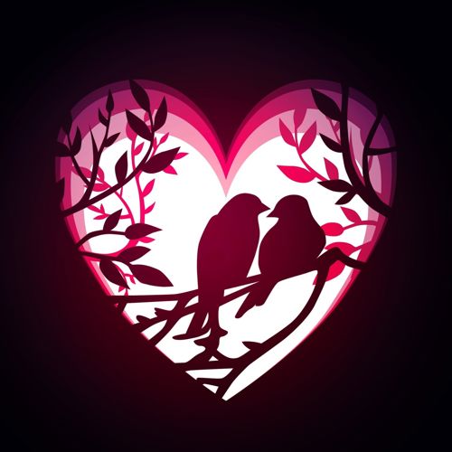 طرح لایه ای مرغ عشق برای برش لیزری - love birds layered decorfor laser cut - برای دستگاه CNC چوب و لیزر (سی ان سی)