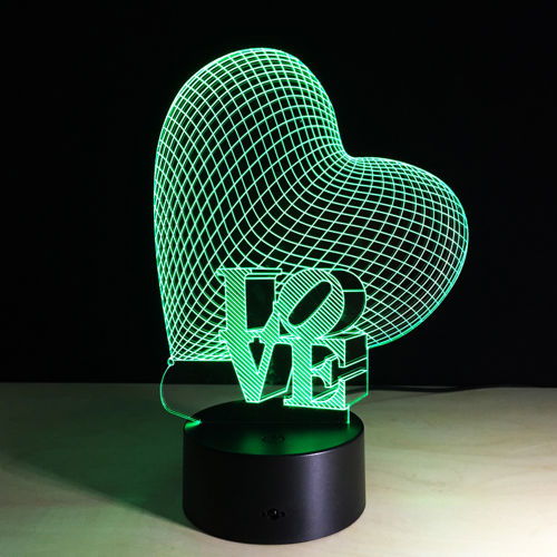طرح عشق قلب نور شب سه بعدی توهم - love heart night light 3d illusion ve - برای دستگاه CNC چوب و لیزر (سی ان سی)