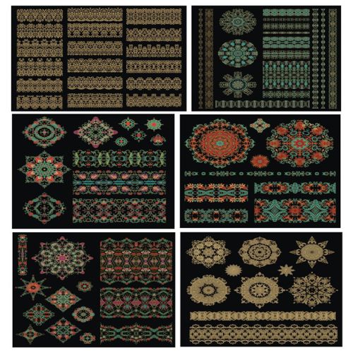 طرح مجموعه عناصر دکور لوکس تزئینات - luxury decor elements set ornament ve - برای دستگاه CNC چوب و لیزر (سی ان سی)