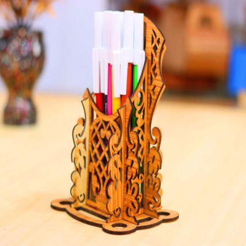 طرح جا قلمی لوکس لیزری - luxury pen holder laser cut ve - برای دستگاه CNC چوب و لیزر (سی ان سی)